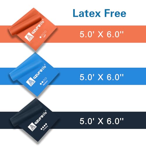 Image of A AZURELIFE Resistance Bands,Professional Long Non-Latex Elastic Stretch Bands,Exercise Bands for Physical Therapy, Yoga, Pilates, Rehab, at-Home or The Gym Workouts, Strength Training