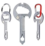 Screwpop Toolkey 15-in-1 Multi-Tool Ultra Thin Lightweight for Keychain and Carabiner Stainless Steel Silver