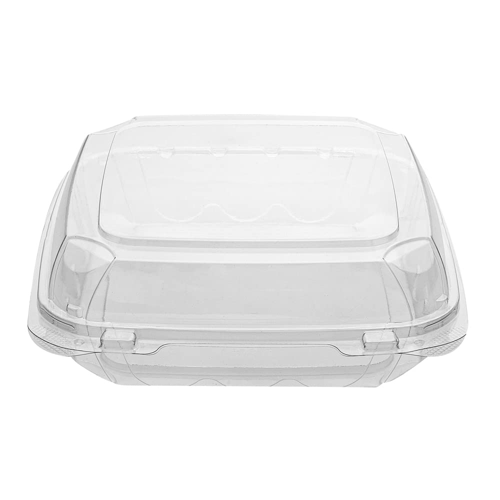 Restaurantware Thermo Tek - Contenedores de 1,295.6 g, 100 recipientes antivaho para llevar, congelables, rectangulares, de plástico transparente, desechables