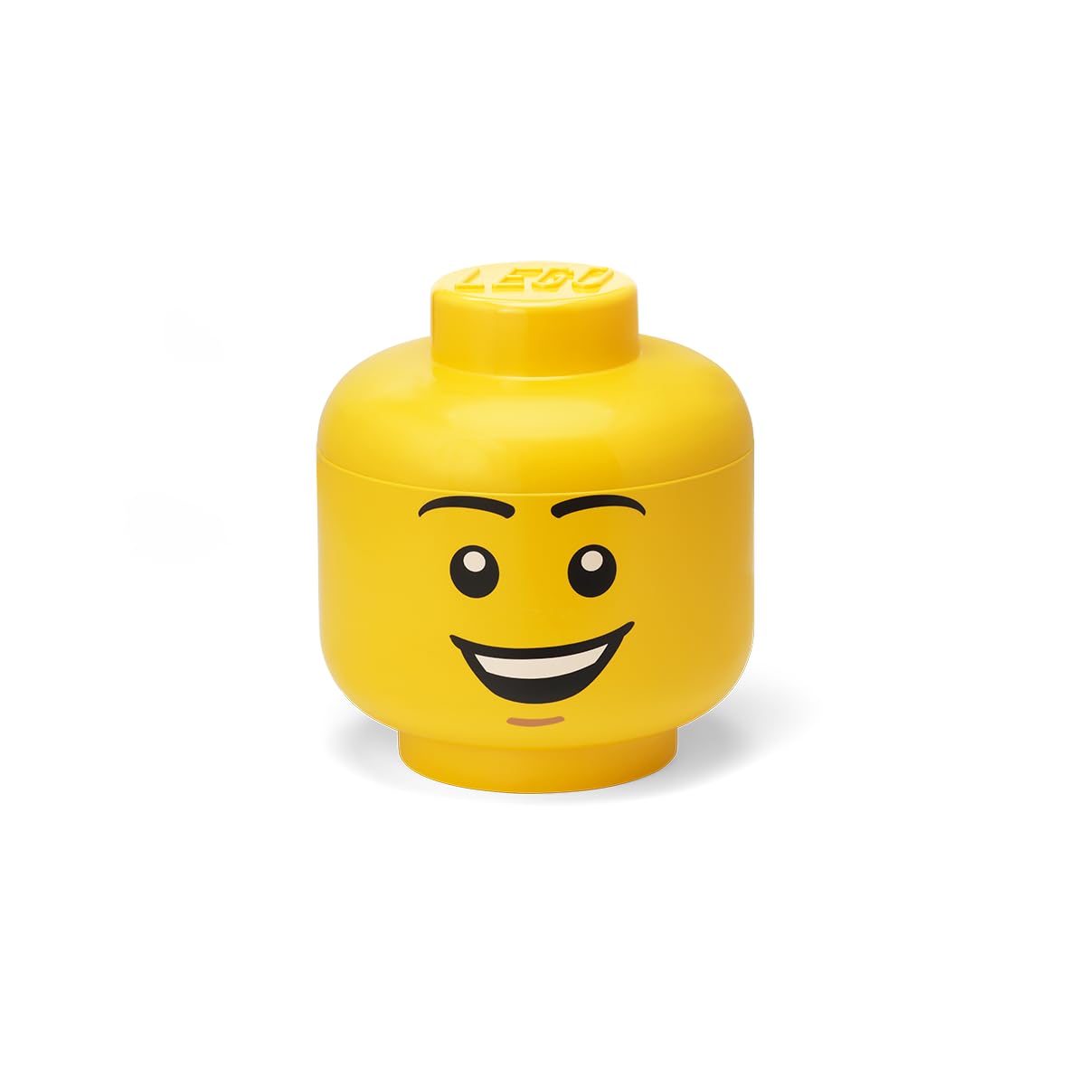 LEGO Storage Head (SMALL) - HAPPY BOY - Kids’ Toy Storage Box with Lid, Stackable Organizer, Stackable & Playful Design