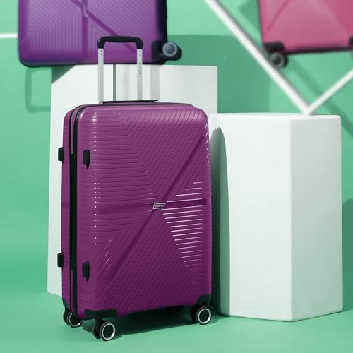Image of Stony Brook Nasher Miles Axis 75 Cm 28 Inch Polypropylene Hard-Sided 4 Wheels Spinner Check-in Luggage Trolley Bag (Wine Purple)