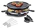 Set per raclette e grill teppan con forchette per 6 persone, piccolo grill rotondo da tavolo, 800 Watt, rivestimento antiaderente