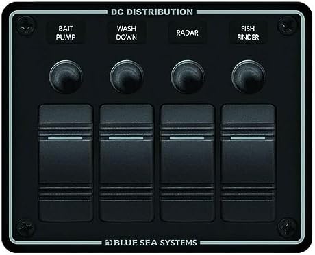 Blue Sea Systems 8372 Water Resistant Circuit Breaker Panel 4 Position-Black