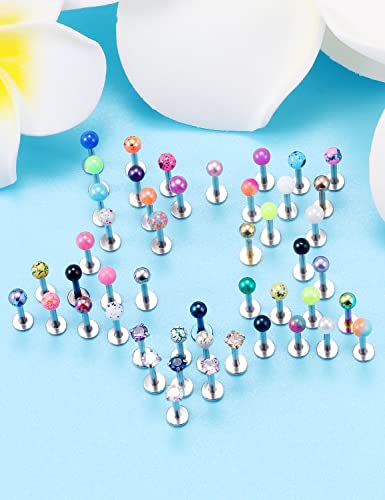 Vsnnsns 48PCS 16G Lip Rings Stainless Steel Tragus Helix Conch Piercing Jewelry Snake Bite Piercing Monroe Lip Rings Labret Medusa Cartilage Lobe Earrings Studs Piercing Jewelry 6MM 8MM 10MM Silver4