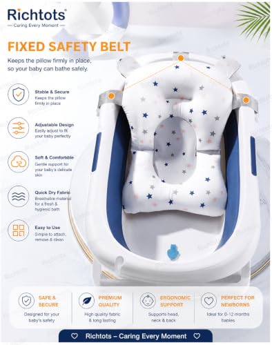 Image of Premium Baby Bath Pad Anti-Slip Infant Bath Cushion Newborn Bathtub Seat Infant Bath Support Cushion Mat Soft Floating Bathing Tub Seat Baby Bath Pillow Shower Bather(White) (White bath pillow)