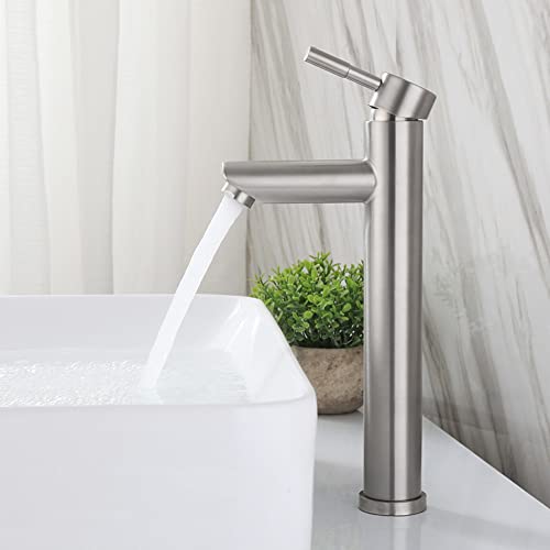 Grifo de baño de acero inoxidable cepillado con diseño de barra moderna 7