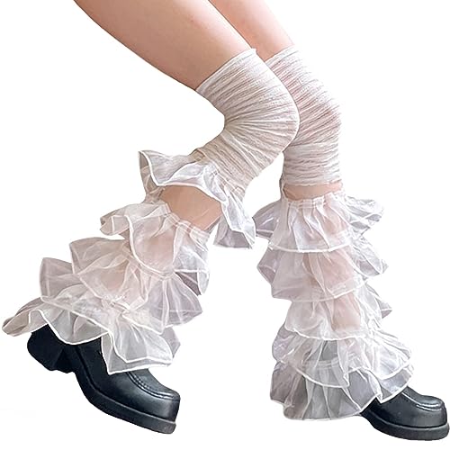 SherryDC Girl's Y2k Kawaii Leg Warmers Cute Lace Harajuku Leg Sleeves Gothic Lolita Long Slouch Socks for Women