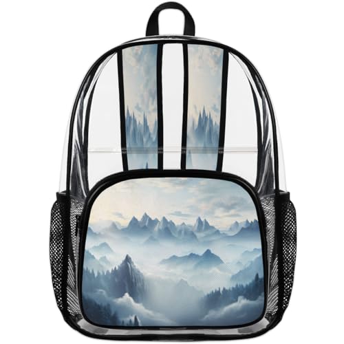 Forest Clear Backpack for Stadium Events, Tree Nature Spring Waterproof Clear Bag for Women Men Adult Sport Work Daily Music Festival and Concerts4