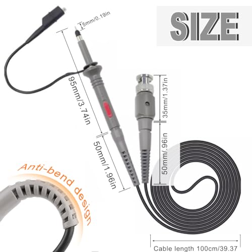 Image of P6100 Universal Oscilloscope Probe Kit(Set of 2) with 100MHz Oscilloscope Clip Probes + BNC to Mini graber Test Lead Kit(BNC Male to BNC Male Cable)