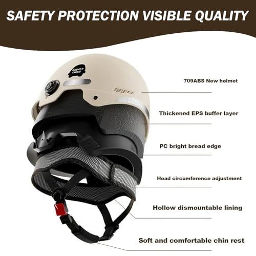 Cascos de motocicleta de media cara con gafas casco retro a prueba de golpes unisex 3