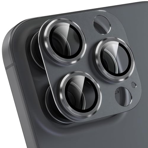 Image of TITANIUM Camera Lens Protector For IPHONE 16 PRO / 15 PRO / 16 PRO MAX / 15 PRO MAX ( BLACK ) UHD 9H Glass, Anti Drop, Scratch Resistant, Case Friendly, Removable, Waterproof, Heavy Duty Camera Protector, ( BUY 2 GET 1 FREE )