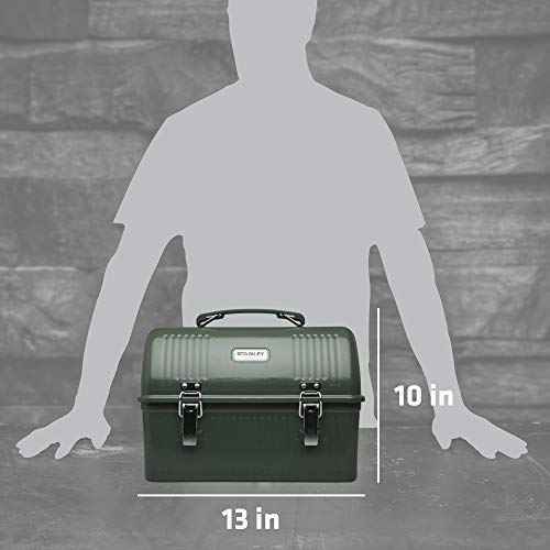 Image of STANLEY Classic Lunch Box 10 qt | Vintage Metal Lunchbox | Durable Meal Container with Handle and Latch-| Stores Food,Drinks,Thermos,Water Bottle-| Hammertone Green,(Pack of 2)