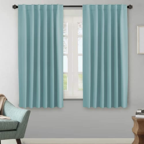 Image of H.VERSAILTEX Blackout Curtains Thermal Insulated Window Treatment Panels Room Darkening Blackout Drapes for Living Room Back Tab /Rod Pocket Bedroom Draperies (2 Panels, Mineral Blue, 52 x 63 Inch)