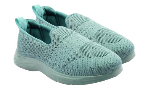 Image of WalkLine Women's Slip-On Walking Shoes | Lightweight Knitted Mesh Casual Sneakers | Soft PU Sole Comfortable Loafers | Breathable Running, Gym, Travel Shoes for Women