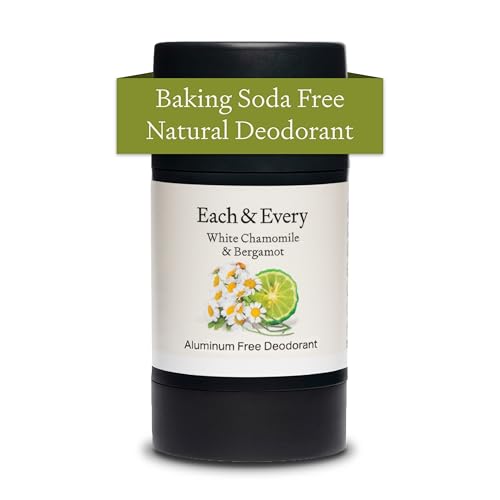 Image of Each & Every All Natural Deodorant for Women & Men - Sensitive Skin, Vegan, Baking Soda & Aluminum-Free Deodorant - Clean Long Lasting Odor Control - White Chamomile & Bergamont, 2.5oz