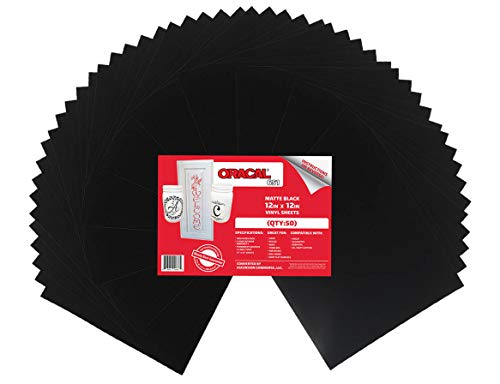 (50 Sheets) Oracal 651 Matte Black Adhesive Craft Vinyl for Cricut, Silhouette, Cameo, Craft Cutters, Printers, and Decals - 12