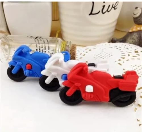 Image of (Bike Erasers 4 Pcs) Cute 3D Motorcycle Bike Shape Rubber Pencil Erasers, Stationery for Kids School Boys Girls, Birthday Return Gifts(QS2), Multi-Color