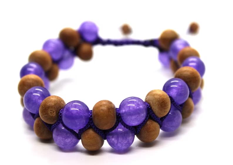 Natural gemstone purple Amethyst & Sandal wood bracelet. Handmade bracelet, Healing bracelet. Adjustable cord bracelet (B0C1TCVPJX) Amazon Price History, Amazon Price Tracker