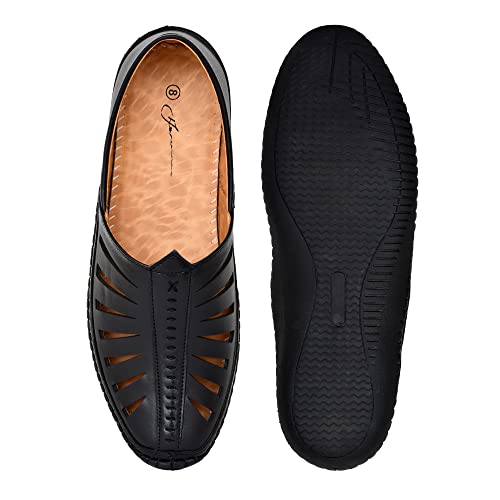 Image of 5082 Men's Loafer Stylish Ethnic Peshawari Nagra Mojadi Sherwani Sandals Wedding Kolhapuri Brown Tan Black Shoes for Men