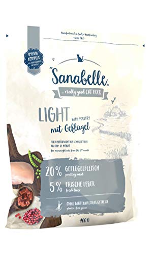 Sanabelle Light | Katzentrockenfutter mit vermindertem Energiergehalt für übergewichtige Katzen | 6 x 400 g