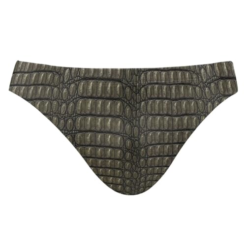 JUNZAN Crocodile Printed Swim Briefs for Men Men's Bikini Swimsuits Underwear Swimming Bathing Suits Brown