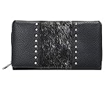 Montana West Womens Leather Wallet Clutch Western Tooled Studded w Hair (Turquoise Tooled Trinity...