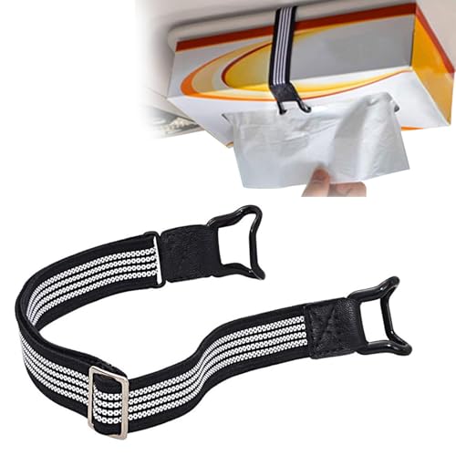 Correa Elástica de Sujeción para Portapañuelos,Cinturón Ajustable Para Asiento - Accesorios Para Interior Del Coche Almacenamiento Conveniente De Papel De Tejidos