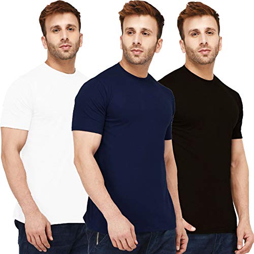 Image of Solid Men Half Sleeve Round Neck T-Shirt (Pack of 3)