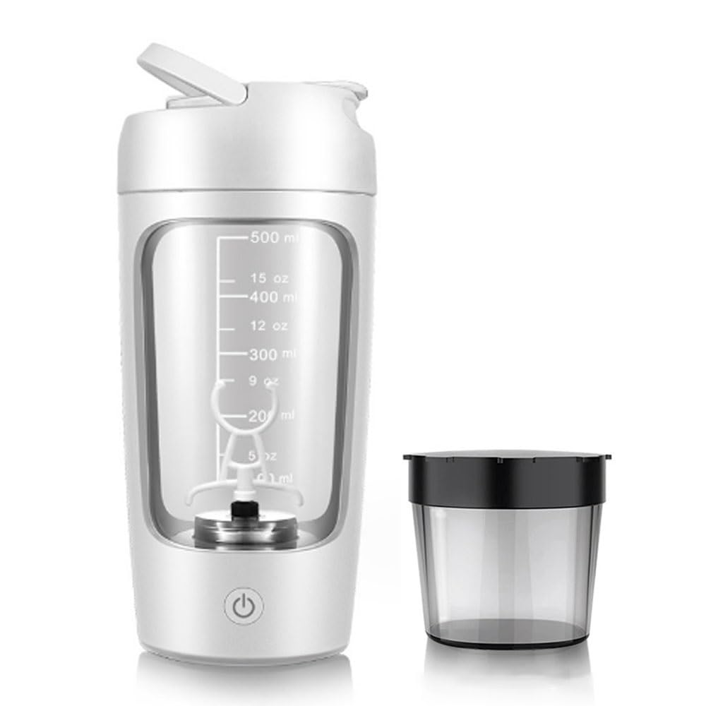 Shaker de protéines de lactosérum électrique portable USB 650 ml entièrement automatique rechargeable pour gym BA sans mélange de cocktails (blanc)