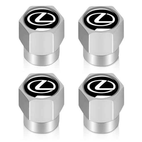 Uijtylj Tire Valve Stem Caps Cover Fit for Lexus RX ES GS LS NX RS GX LX RC LC RX350 is250 GX460 Metal Car Wheel Air caps Auto Valve Stem Caps Accessories 4 Pack Silver