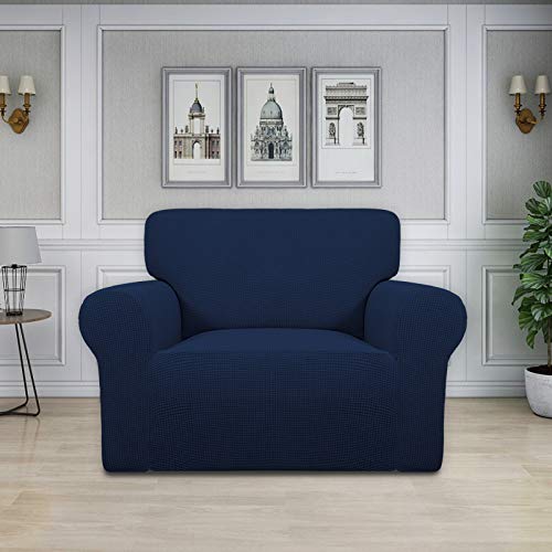 Image of Easy-Going Stretch Oversized Chair Sofa Slipcover 1-Piece Couch Sofa Cover Furniture Protector Soft with Elastic Bottom for Kids Spandex Jacquard Fabric Small Checks Navy
