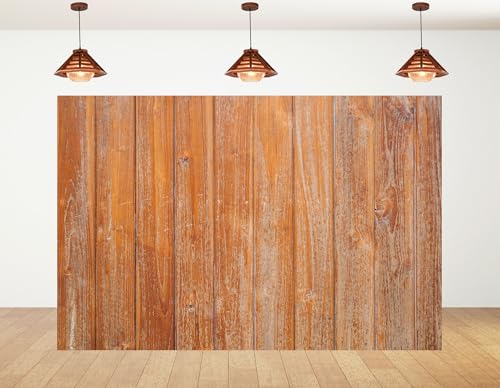 12x10ft Weathered Orange Wood Backdrop Distressed Finish and Subtle Knots