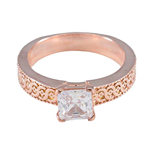 Bague en argent sterling 925 plaquée or rose et cz blanc de créateur