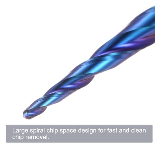 Image of uxcell Tapered Ball Nose End Mill CNC Router Bit, 1 /32 inch Radius 1 /4 inch Shank Solid Carbide Nano Coated Upcut Spiral 3 Flutes Cutter Milling Tool, 1 /16 inch Dia 3 inch Total Length