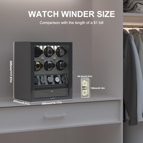 Image of DUKWIN Watch Winder for Automatic Watches, White Lockable Watch Winders with Extra Watch Storage, Jewelry Storage, 4 Rotation Modes, LED Light, Super Quiet Mabuchi Motor and Spring Watch Pillows