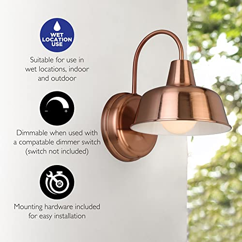 Image of Design House Mason Farmhouse Gooseneck Barn Light, Outdoor Exterior Porch or Patio Wall Light Fixture, Copper Paint, 8 Inch Diameter, 1-Pack, 588434 | , Wall Mount, Modern Farmhouse, Steel, Lighting, 588434