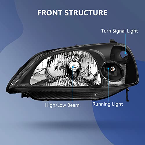Eccpp Headlight Assembly For Honda Civic 2001-2003 Driver And Passenger Side Headlamps #TOP1