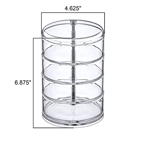 Amazing Abby - Inspire - 4-Tier Acrylic Hair Accessories Organizer with Lid, Plastic Jewelry Holder, Rotating Makeup Accessories Container, Beauty Supply Storage, Clear, Round (4.5\" Dia.)