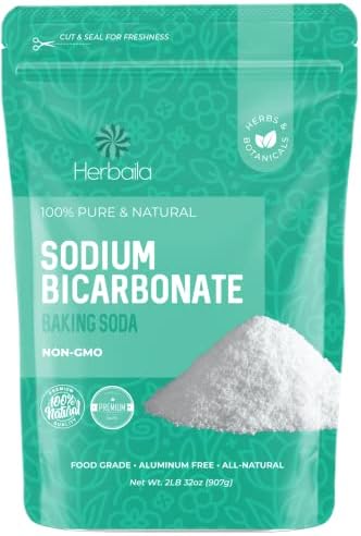 Herbaila Sodium Bicarbonate 2lb, Baking Soda for Cleaning and Baking, Aluminum Free Baking Soda for Pool, Pure Baking Soda Powder, Bulk Baking Soda Food Grade, Sodium Bicarbonate Powder