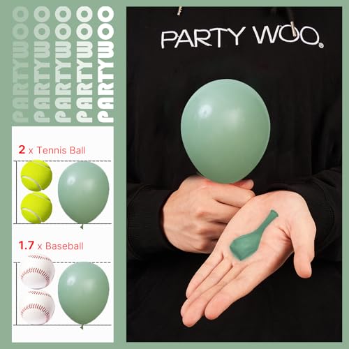 Image of PartyWoo Dusty Green Balloons 50 pcs 5 Inch Small Mini Matte Sage Olive Boho Green Eucalyptus Latex Balloons for Wedding Baby Shower Gender Reveal Birthday Graduation Party Decorations Green-F03
