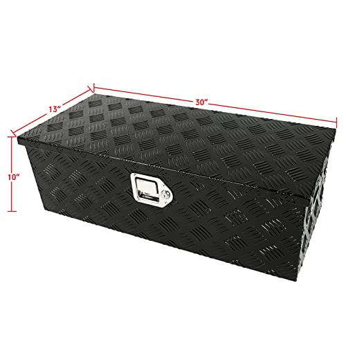 Gooeap 30 X 13 X 10 Inch Black Aluminum 5 Bar Tread Tool Box Truck Car Outdoor Trailer Pickup Underbody Toolbox, Rv Storage Organizer, Underbed Tools Organizer W/Lock Latch W/Keys #TOP1