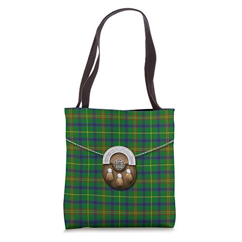 Scottish Clan Holmes Tartan Plaid With Sporran Tote Bag
