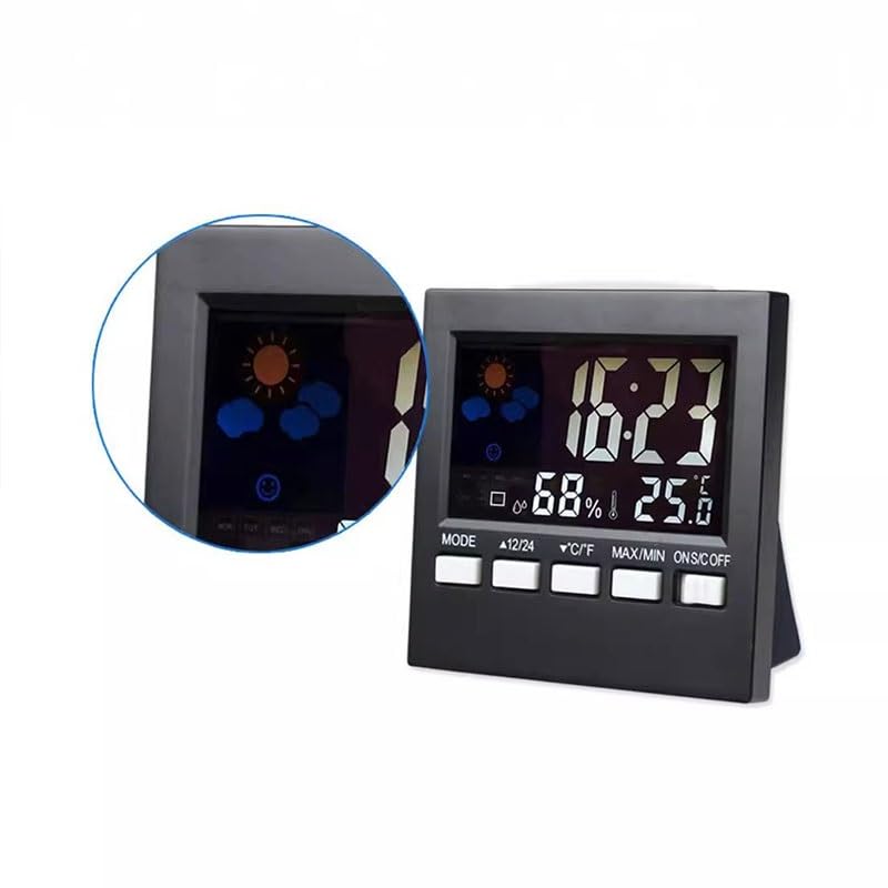 ABS Weather Station with Time Voice-Controlled Thermometer Hygrometer Background Light
