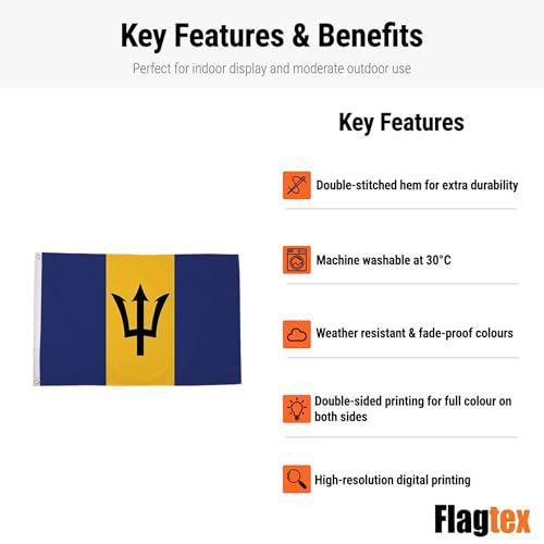 Bandera de Barbados Flagtex grande para mástil exterior 4