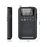 COVVY Cyfrowe 2-pasmowe radio AM/FM – 12/24-godzinny wyświetlacz czasu, na baterie, tuning stereo, osobiste radio ze słuchawkami, głośnikiem, budzikiem i timerem do chodzenia, biegania, biegania