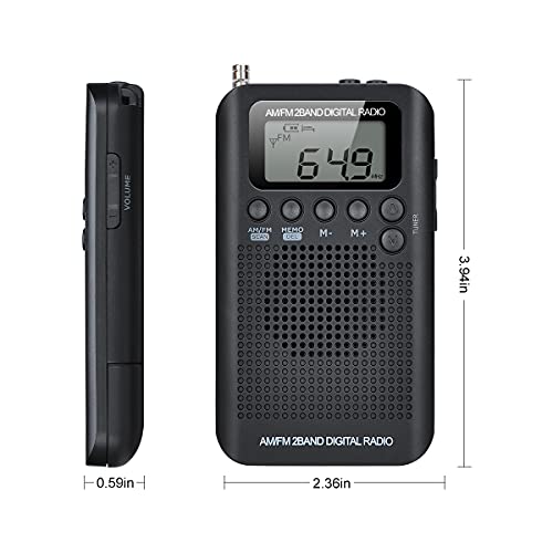 AM FM 2-Band-Radio COVVY Digital 12 / 24H-Zeitanzeige Radio Batteriebetriebenes Radio Persönliches Stereo-Radio mit… - Image 3