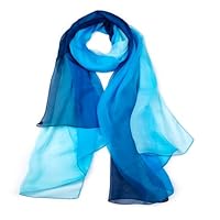Tunejoy Sciarpa in Misto Seta Leggero Lungo Sciarpe Sfumate Donna Foulard Protezione Solare Regalo per Donne Ragazze Blu Poliestere Involucri 180×70 cm
