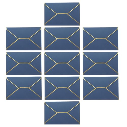 Sobres Vacíos Decorativos de Papel Azul Borde Dorado para invitaciones de eventos y fiestas 50 uds