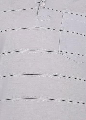 Image of INKKR Men Full Striped Polo Neck Cotton Blend T-Shirt