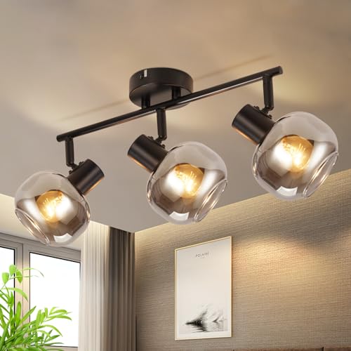 CBJKTX Deckenlampe Schwarz Deckenstrahler 3 Flammig - Glas Modern...
